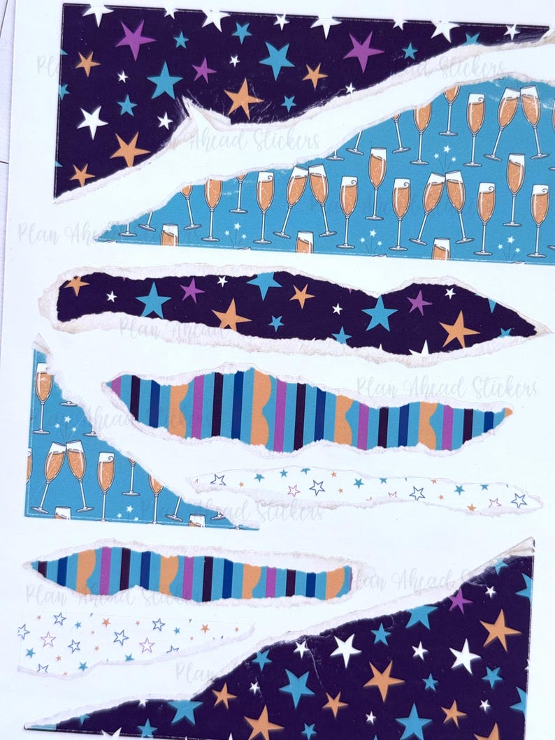 A Night Out Torn Paper Bullet Journaling Planner Stickers Card Making ...