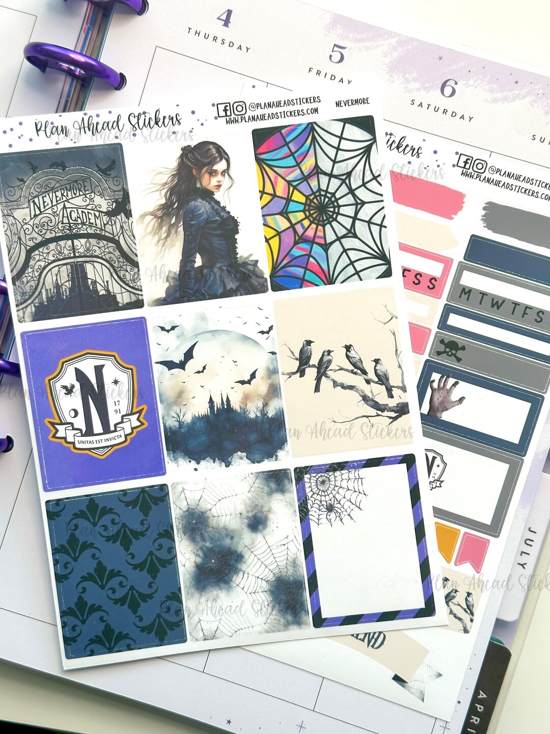 Nevermore Weekly 2 PG Planner Sticker Kit Sheets Watercolor Erin ...