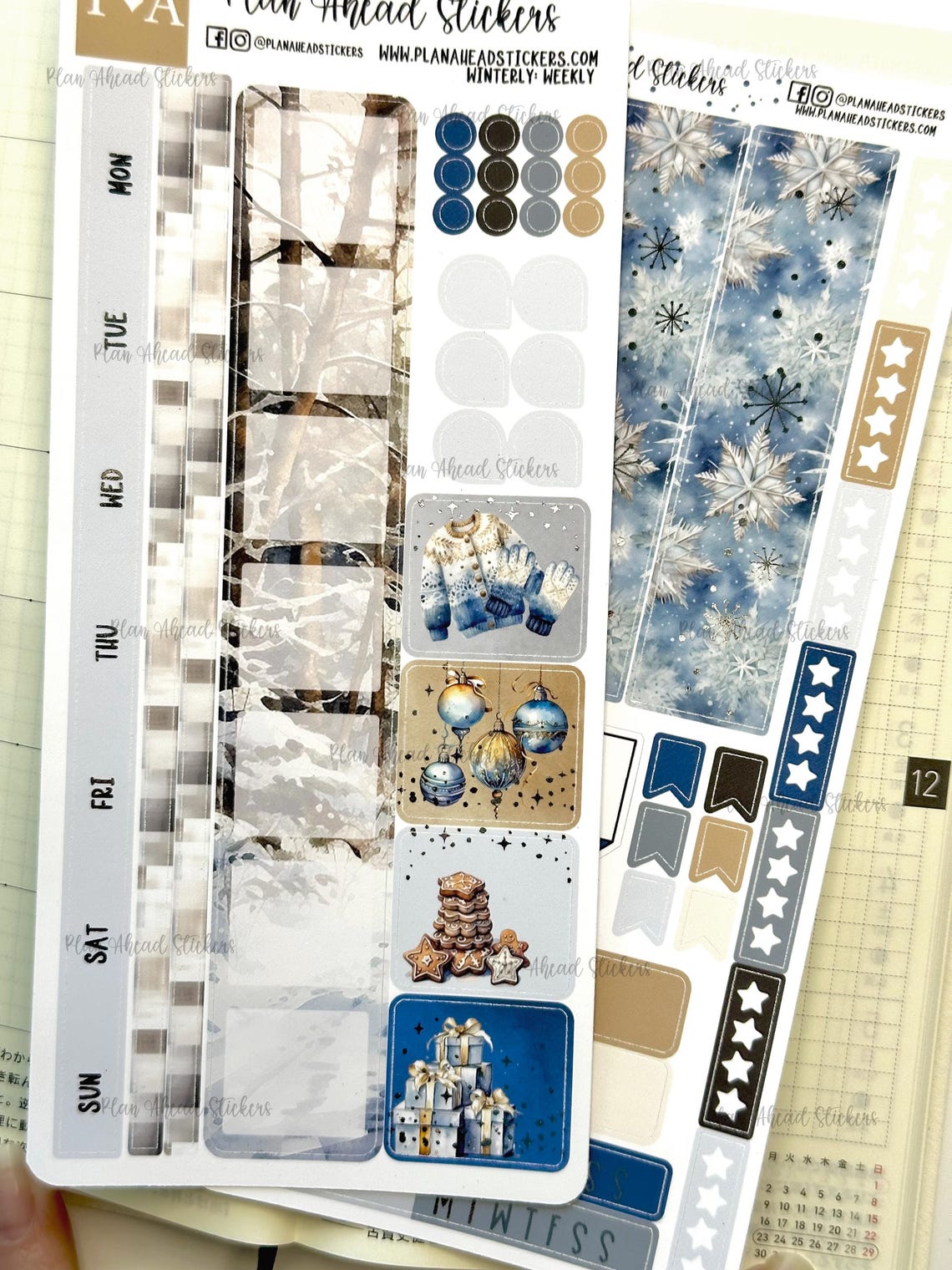 DELUXE FOILED Winterly Hobonichi Weeks WEEKLY Sticker Planner Kit ...