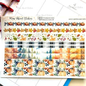 Harvest Whispers Fall Matte Washi Strip Border Stickers Watercolor Bullet Journal Planner Scrapbook Card Making Thanksgiving November Autumn
