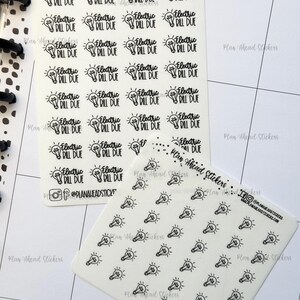 ELECTRIC BILL DUE (106) Icon Bullet Journaling Planner Stickers Happy Planner Erin Condren Hobonichi Weeks & Cousin A5 Wide