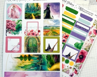 Wizard of Oz Planner Stickers, Green and Glimmer Hobonichi Cousin Weekly Kit