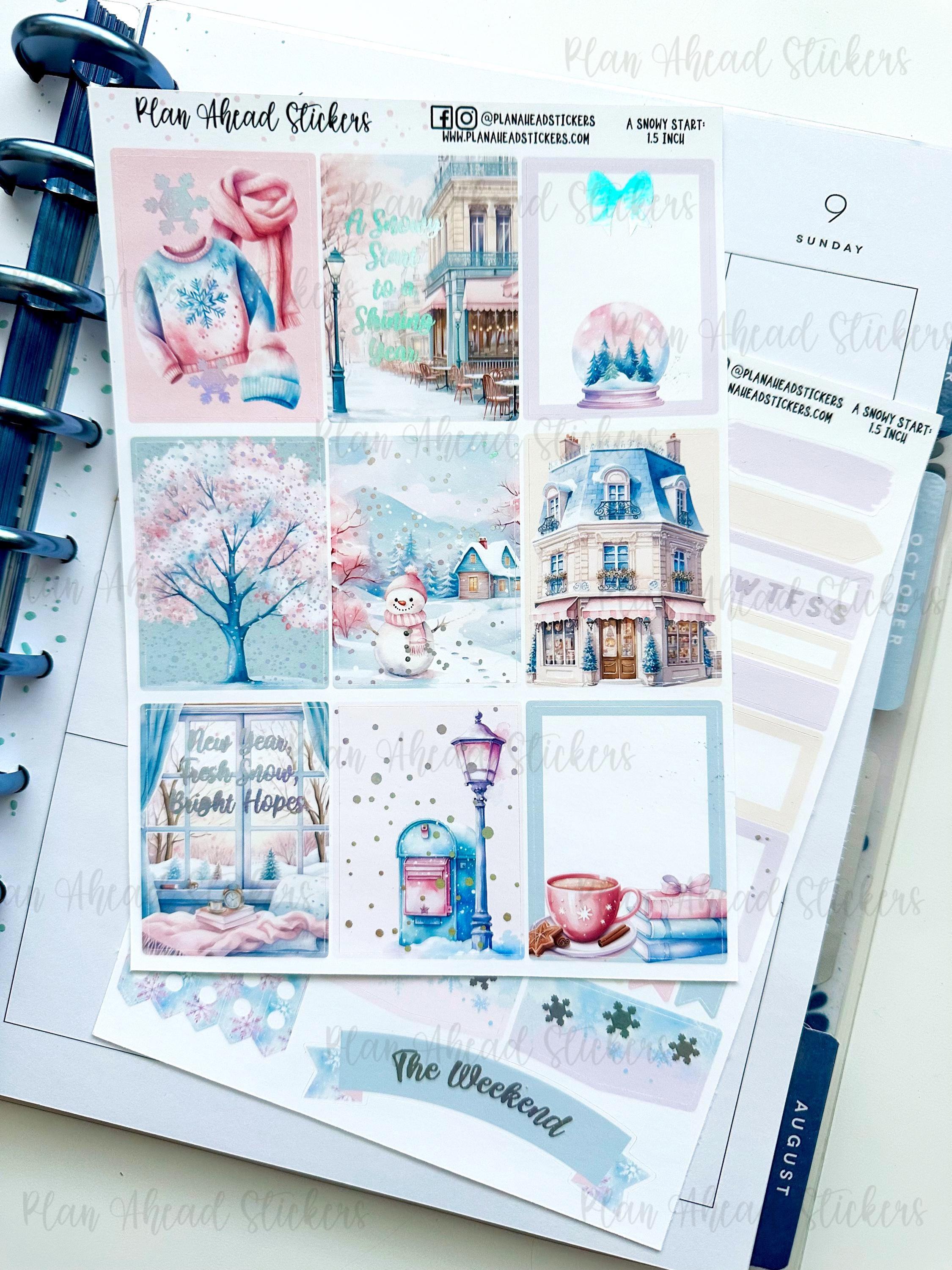 DELUXE FOILED A Snowy Start 2 PG Planner Sticker Kit Watercolor 1.5 ...