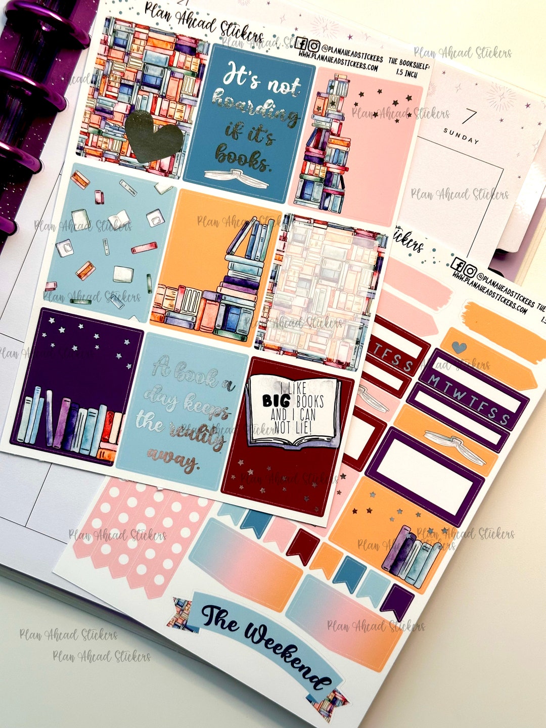 DELUXE FOILED the Bookshelf Weekly 2 PG Planner Sticker Kit Sheets ...
