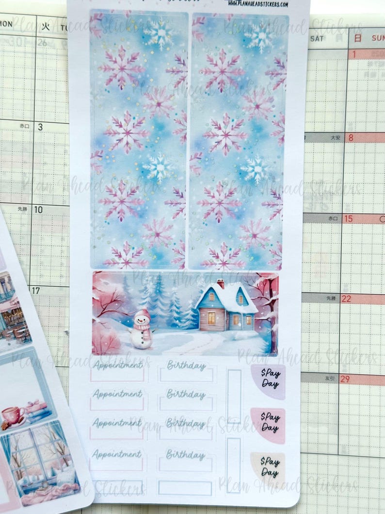 FOILED A Snowy Start Hobonichi Weeks MONTHLY Sticker Planner Kit ...
