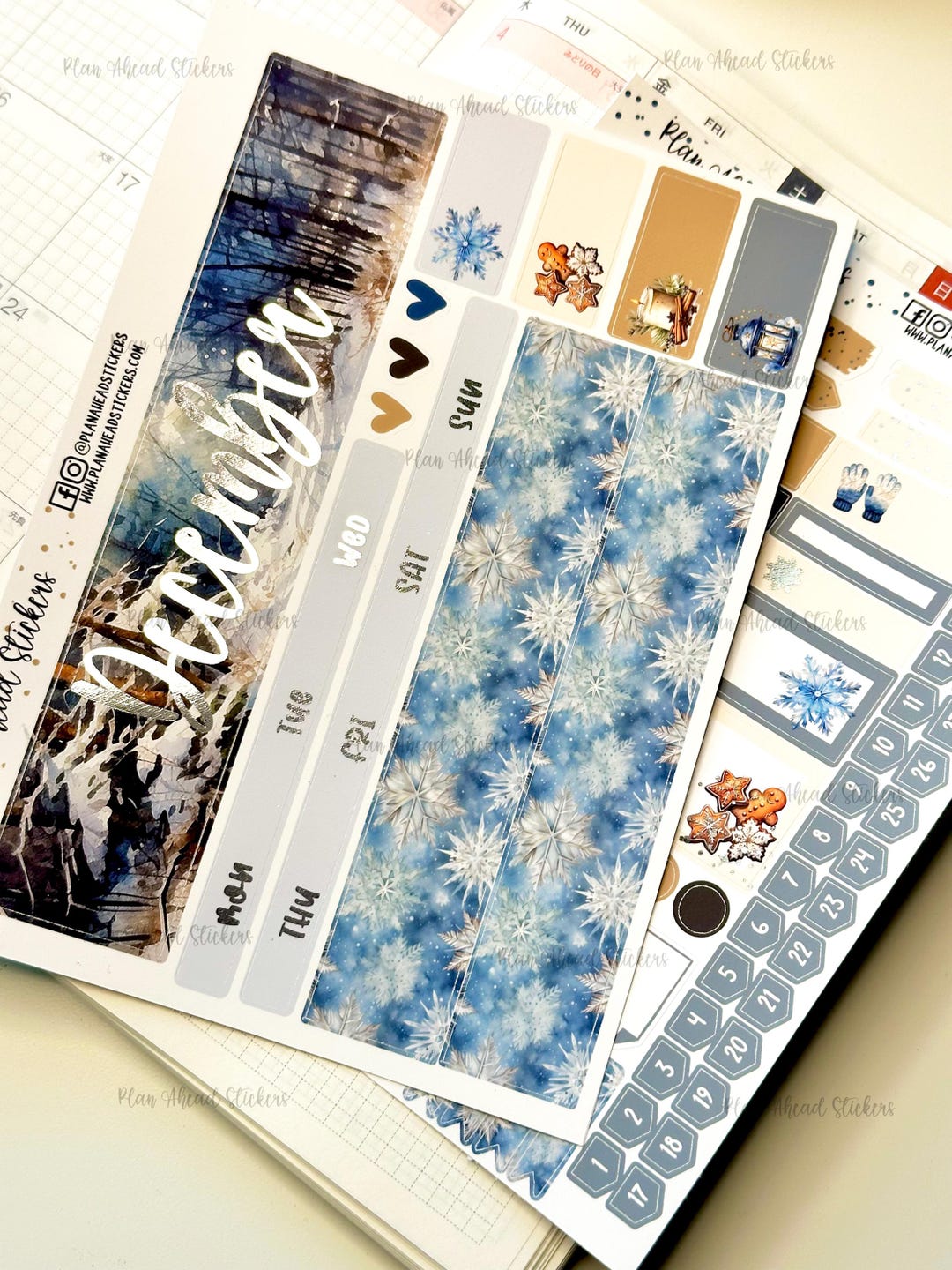 FOILED Winterly Hobonichi Cousin Monthly 2 Page Planner Sticker Kit ...