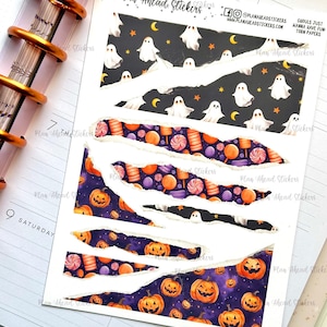 Ghouls Just Wanna Have Fun Adesivi per pianificatore Bullet Journaling in carta strappata, creazione di biglietti, pianificatore Happy Planner Erin Condren Hobonichi Cousin A5
