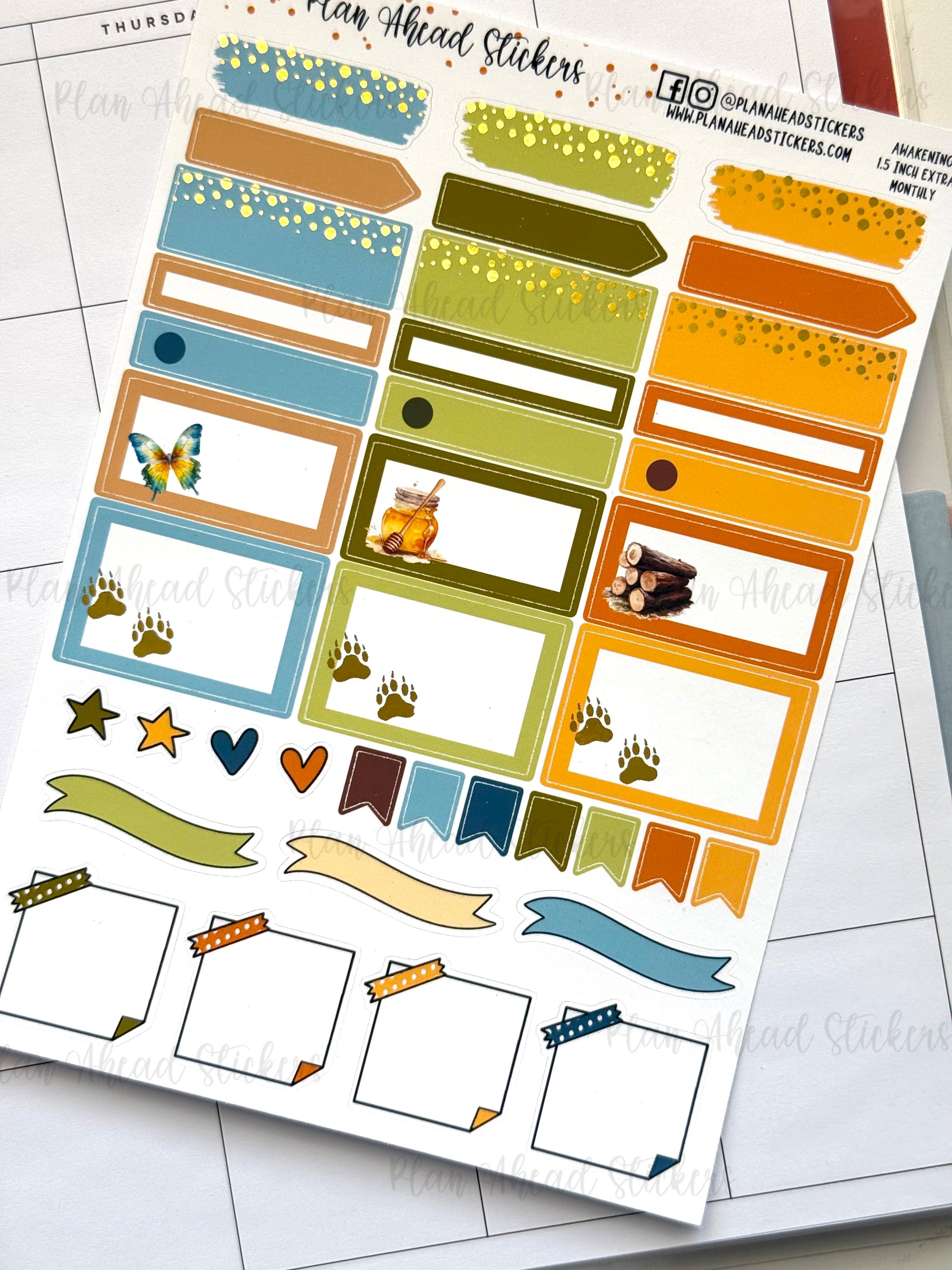 FOILED March Monthly Headers: Spring Awakening Planner Stickers (1.5 ...