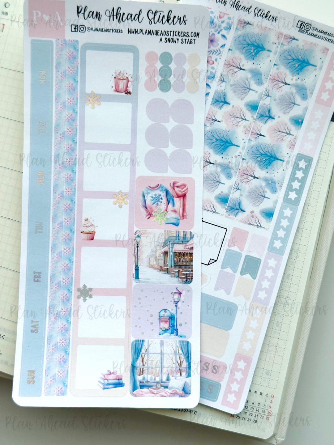 DELUXE FOILED A Snowy Start Hobonichi Weeks WEEKLY Sticker Planner Kit ...