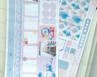 Kit de agenda semanal Hobonichi Weeks con pegatinas de lujo metalizadas: Un comienzo nevado (Invierno Año Nuevo)