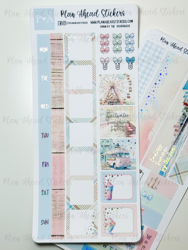 DELUXE FOILED Down by the Boardwalk Hobonichi Weeks WEEKLY Sticker ...