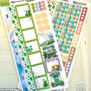 DELUXE FOILED Shenanigans & Sparkles Hobonichi Weeks WEEKLY Sticker Planner Kit March Saint Patrick&#39;s Day Lucky