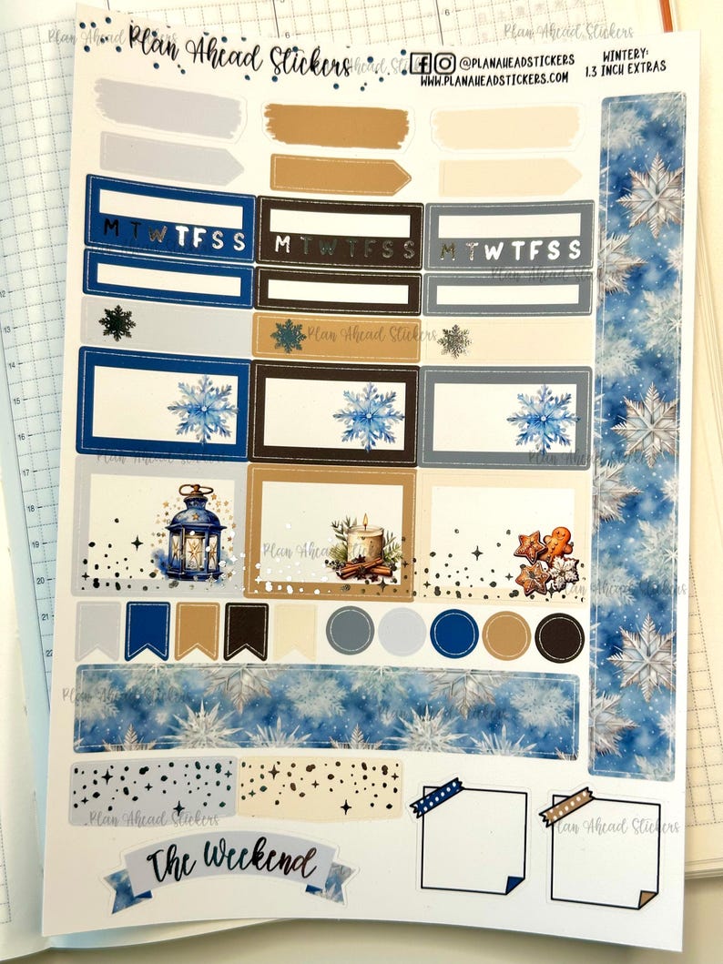 Foiled Winterly Winter Snowy Weekly Planner Stickers, Hobonichi Cousin ...
