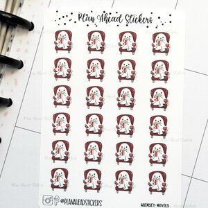 Whimsey the Ghost Movie Day Washi Icon Bullet Journal Planner Stickers Card Making Happy Planner Erin Condren Hobonichi Weeks & Cousin A5