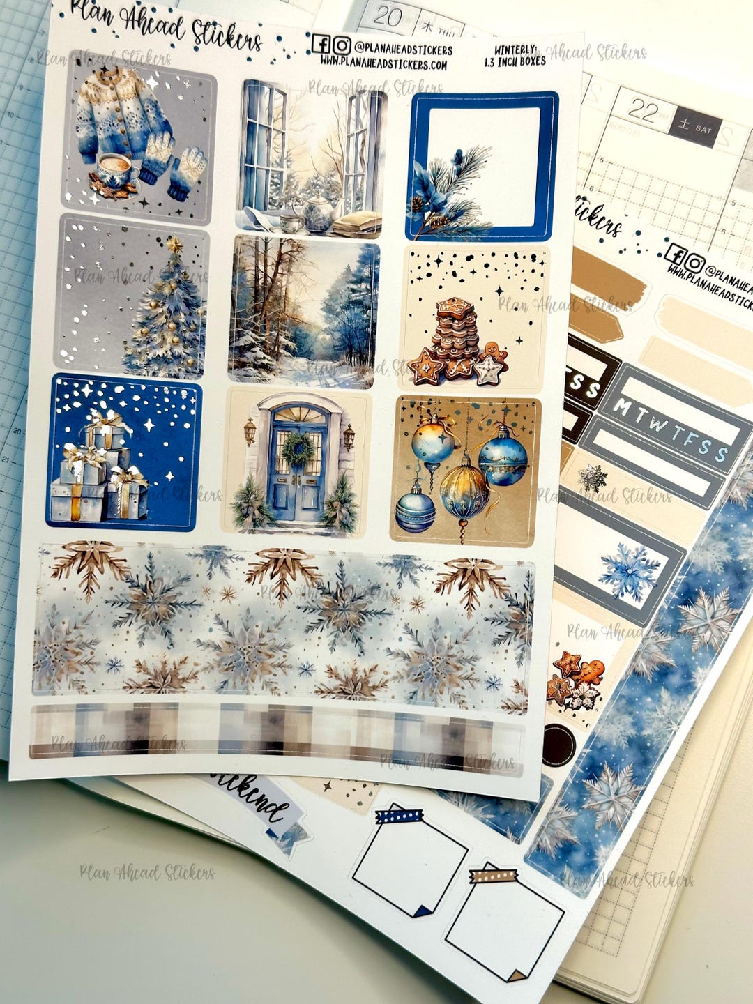 Foiled Winterly Winter Snowy Weekly Planner Stickers, Hobonichi Cousin ...