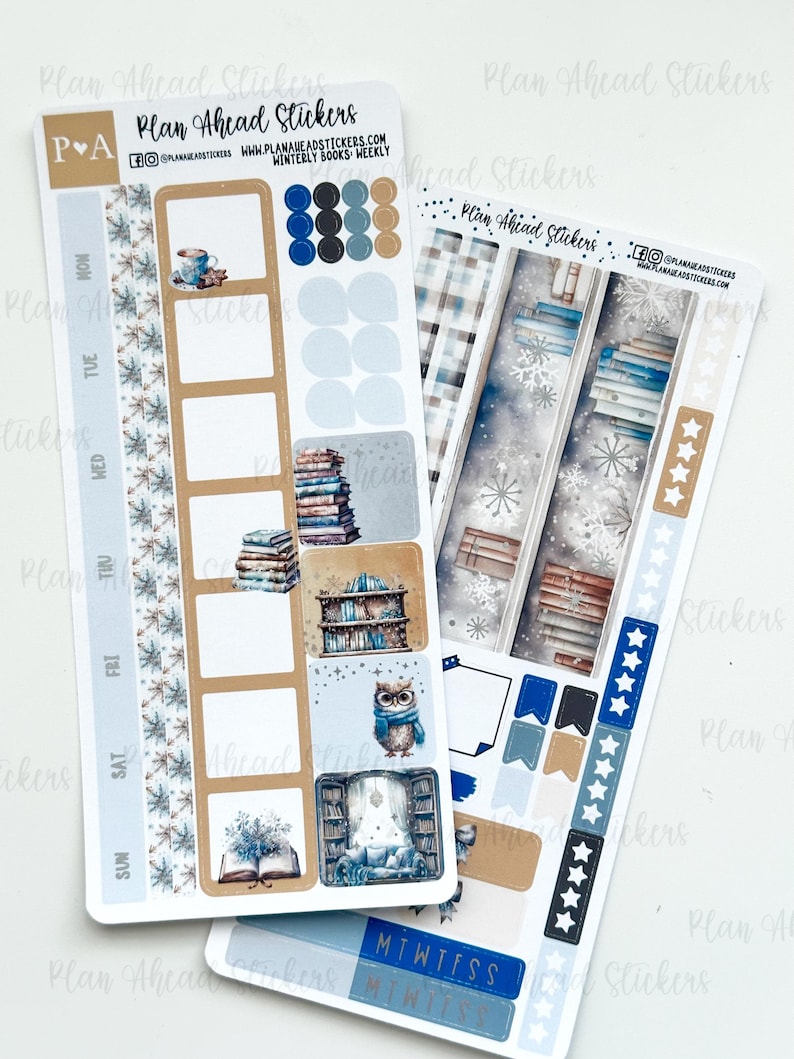 DELUXE FOILED Winterly Books Add on Hobonichi Weeks WEEKLY Sticker ...