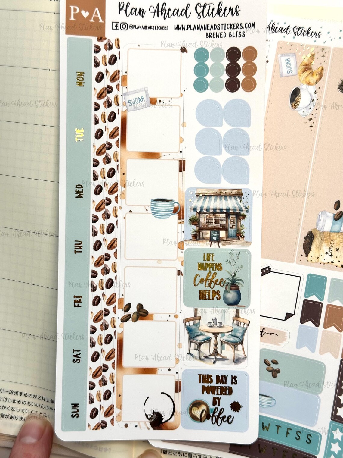 DELUXE FOILED Brewed Bliss Hobonichi Weeks WEEKLY Sticker Planner Kit ...