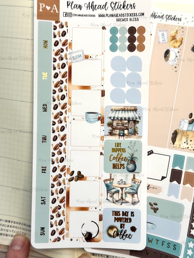 DELUXE FOILED Brewed Bliss Hobonichi Weeks WEEKLY Sticker Planner Kit ...