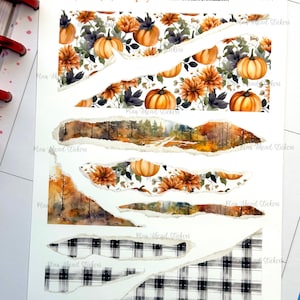 Harvest Whispers Carta strappata Bullet Journaling Planner Adesivi Creazione di biglietti Happy Planner Erin Condren Hobonichi Cousin A5 Ringraziamento Autunno