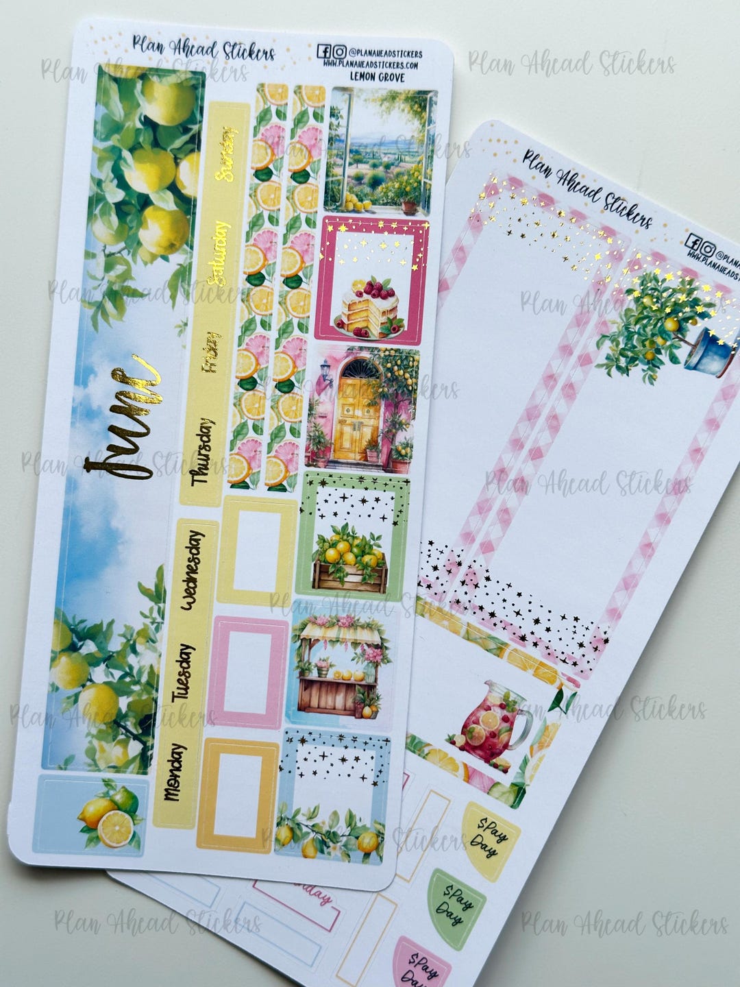 LAST CHANCE JUNE Foiled Lemon Grove Hobonichi Weeks Monthly Sticker Kit ...