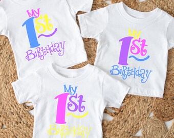 Custom Tshirt Pack for My First Birthday Custom TShirts Pack of 3 Pack of 4 Triplet T-Shirts Quad T-Shirts My First Bday photos for gift