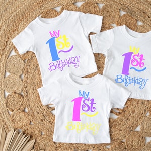 Custom Tshirt Pack for My First Birthday Custom TShirts Pack of 3 Pack of 4 Triplet T-Shirts Quad T-Shirts My First Bday photos for gift