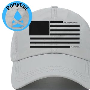 Redacted American Flag Hat Criss Cross Ponytail Adjustable Cap Women's Breathable Polyester Nylon Head Covering Epstein Files Release