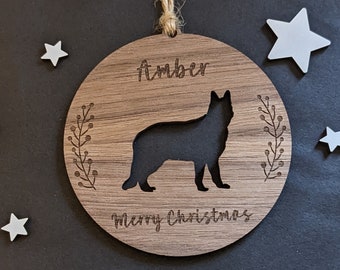 Personalised German Shepherd Christmas Bauble | German Shepherd Bauble | German Shepherd Silhouette Bauble | Personalised Dog Bauble