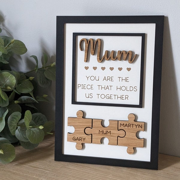 Mum Mother's Day Frame Gift | Piece That Holds Us All Together Jigsaw Frame | Mum, Nana, Nan, Granny, Grandma, Mummy Jigsaw Pieces Frame