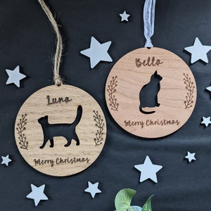 Personalised Cat Christmas Bauble | Cat Christmas Bauble | Cat Silhouette Bauble | Personalised Cat Bauble | Cat Bauble Merry Christmas