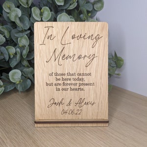 In Loving Memory Wedding Sign | Personalised in Loving Memory Wedding Sign | Oak Wooden In Loving Memory Wedding Sign | Rustic Wedding Sign