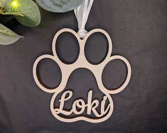 Pet Paw Print Bauble with Name Christmas Decoration | Cat Owner | Dog Owner | Christmas Ornament | Christmas Decoration Bauble | Cat | Dog