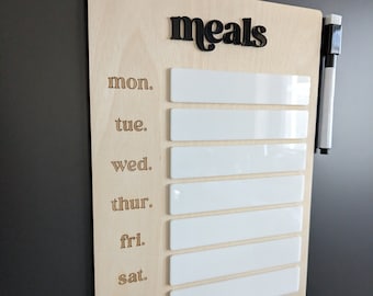 Reusable Weekly Meal Planner | Meal Plan | Meal Prep | Meal Planner Board | Meal Planner for Fridge | Whiteboard Meal Planner | Dinner Plan