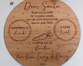 Personalised Santa Board | Round Santa Board | Personalised Christmas Treats for Santa Board | Treats for Santa Board | Christmas Eve Board