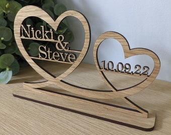 Oak Personalised Wedding Sign | First Names and Date Wedding Sign | Top Table Wedding Sign | Wedding Gift | Wedding Keepsake