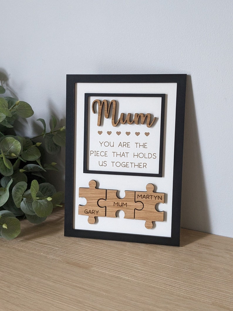 Mum Mother's Day Frame Gift | Piece That Holds Us All Together Jigsaw Frame | Mum, Nana, Nan, Granny, Grandma, Mummy Jigsaw Pieces Frame