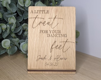 Treat for Dancing Feet Wedding Sign | Personalised Wedding Dancing Feet Sign | Oak Wooden Treat for Dancing Feet Sign | Rustic Wedding Sign