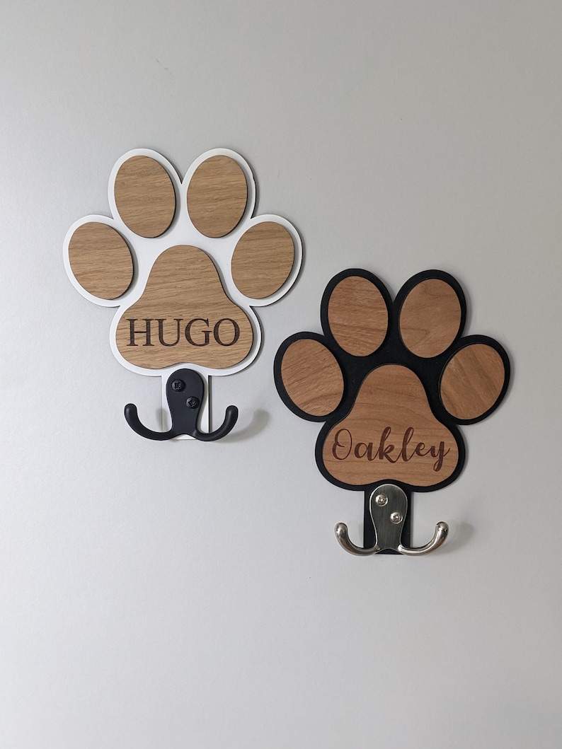 Personalised Dog Lead Hook Dog Lead Holder Dog Paw Print Etsy UK