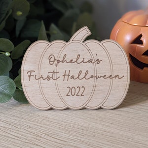Personalised Baby's First Halloween Pumpkin Photo Prop | First Halloween 2023 | Photo Prop Flat Lay | Pumpkin Halloween Decoration Keepsake