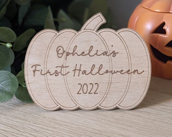 Personalised Baby's First Halloween Pumpkin Photo Prop | First Halloween 2023 | Photo Prop Flat Lay | Pumpkin Halloween Decoration Keepsake