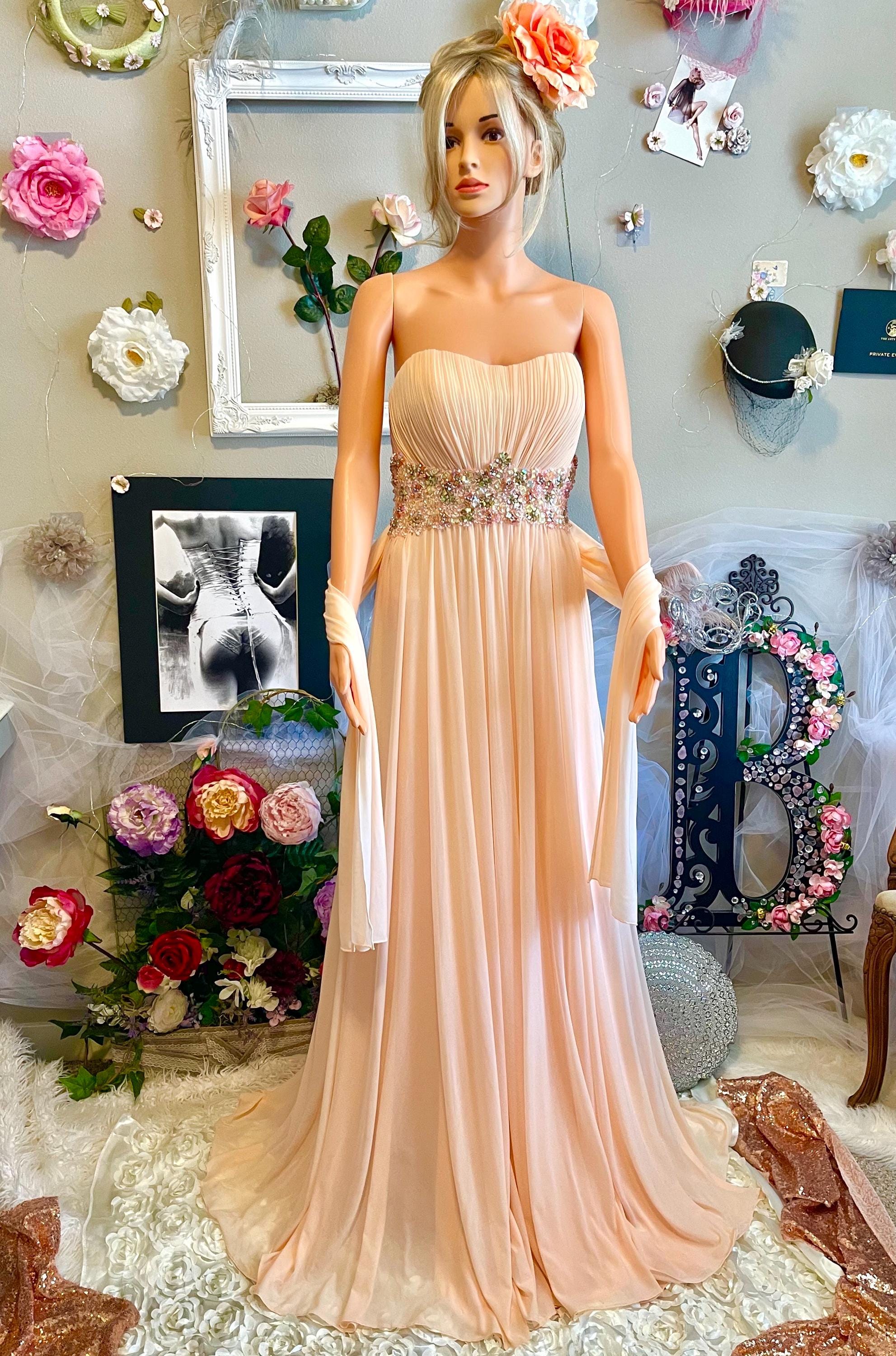 open lace back dress Jillian Maxi Dress - Peach | Strapless Elegance