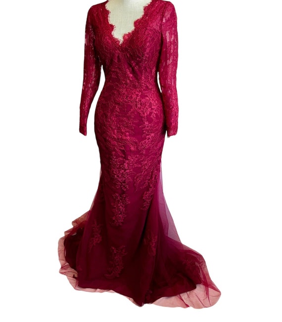Jjs House Burgundy Red French Lace Formal Special Occasion - Etsy