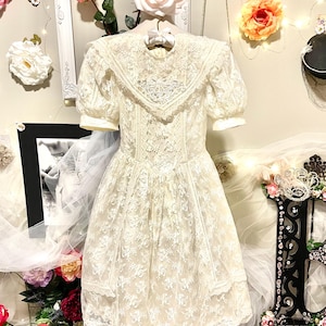 Vintage Gunne Sax  Ivory Lace Party Dress – Girls Size 10