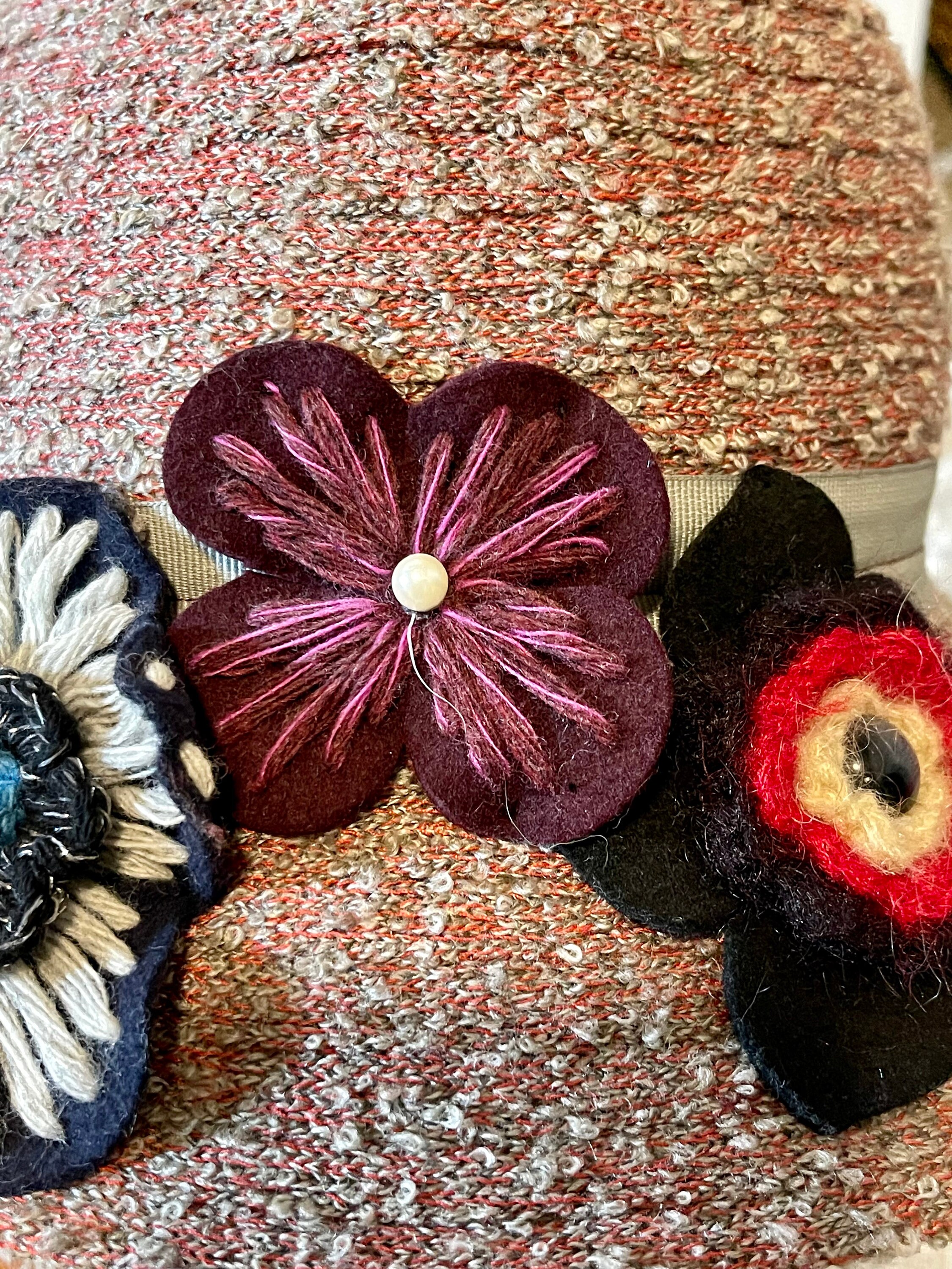 Daniele Meucci Multicolored Flower Wool Cloche Hat Made in  display picture 3