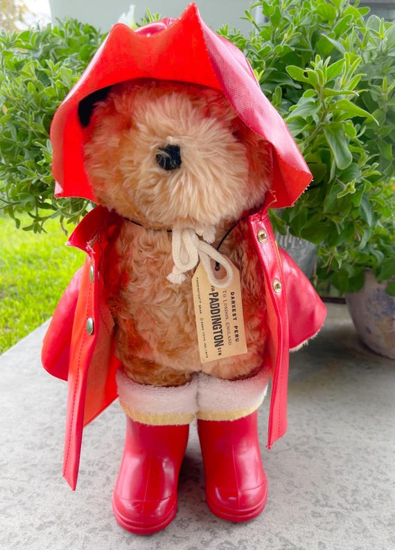 Vintage 1975 Paddington Bear by Eden Toys Raincoat, Galoshes