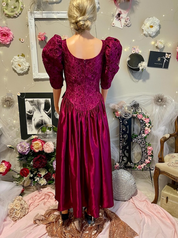 vintage burgundy lace dress 1980s Formal – Alfred Angelo Inc – Tea Length Size M this dress is the For Her What to Wear to Rush:Yes