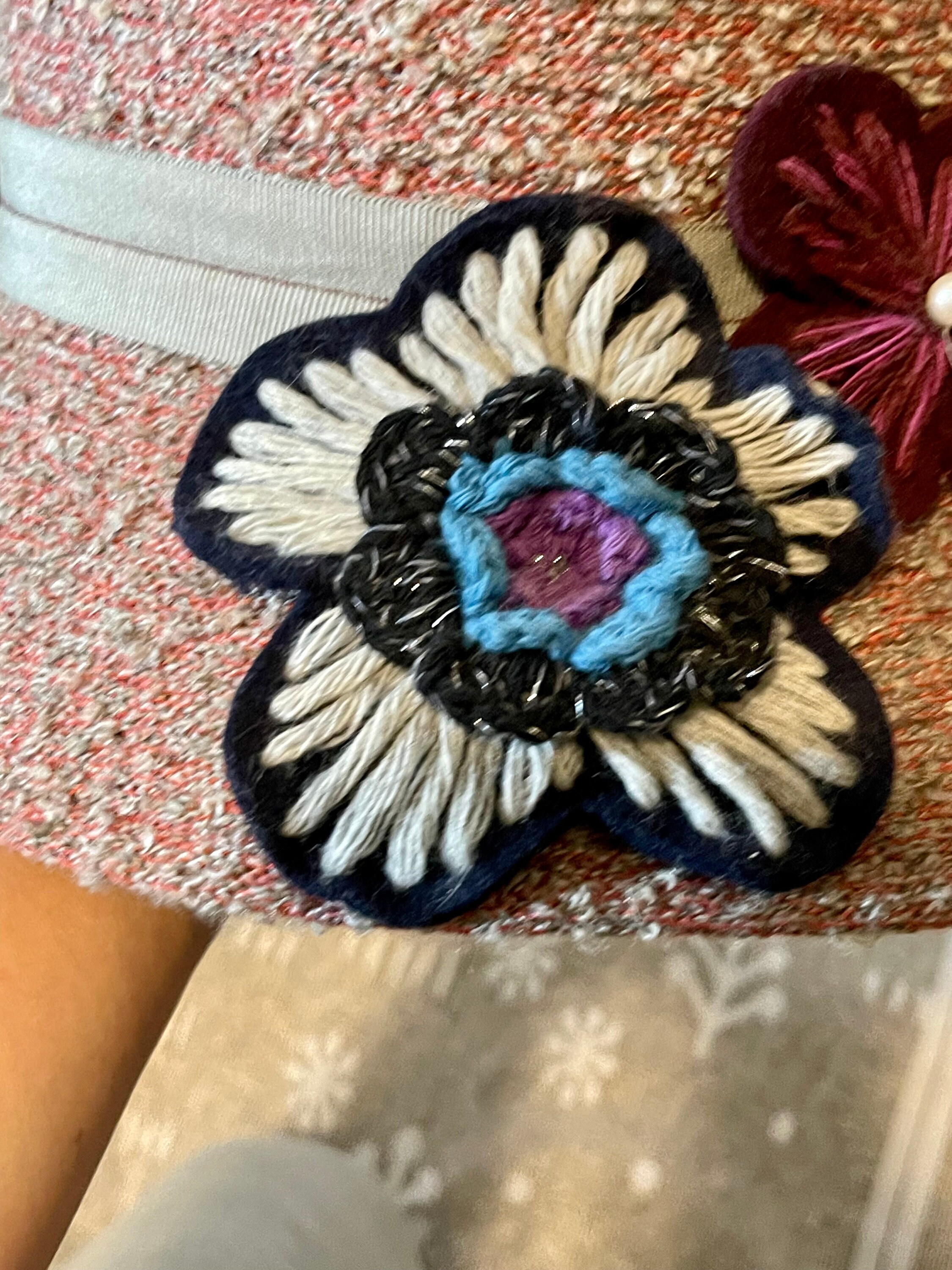 Daniele Meucci Multicolored Flower Wool Cloche Hat Made in 
