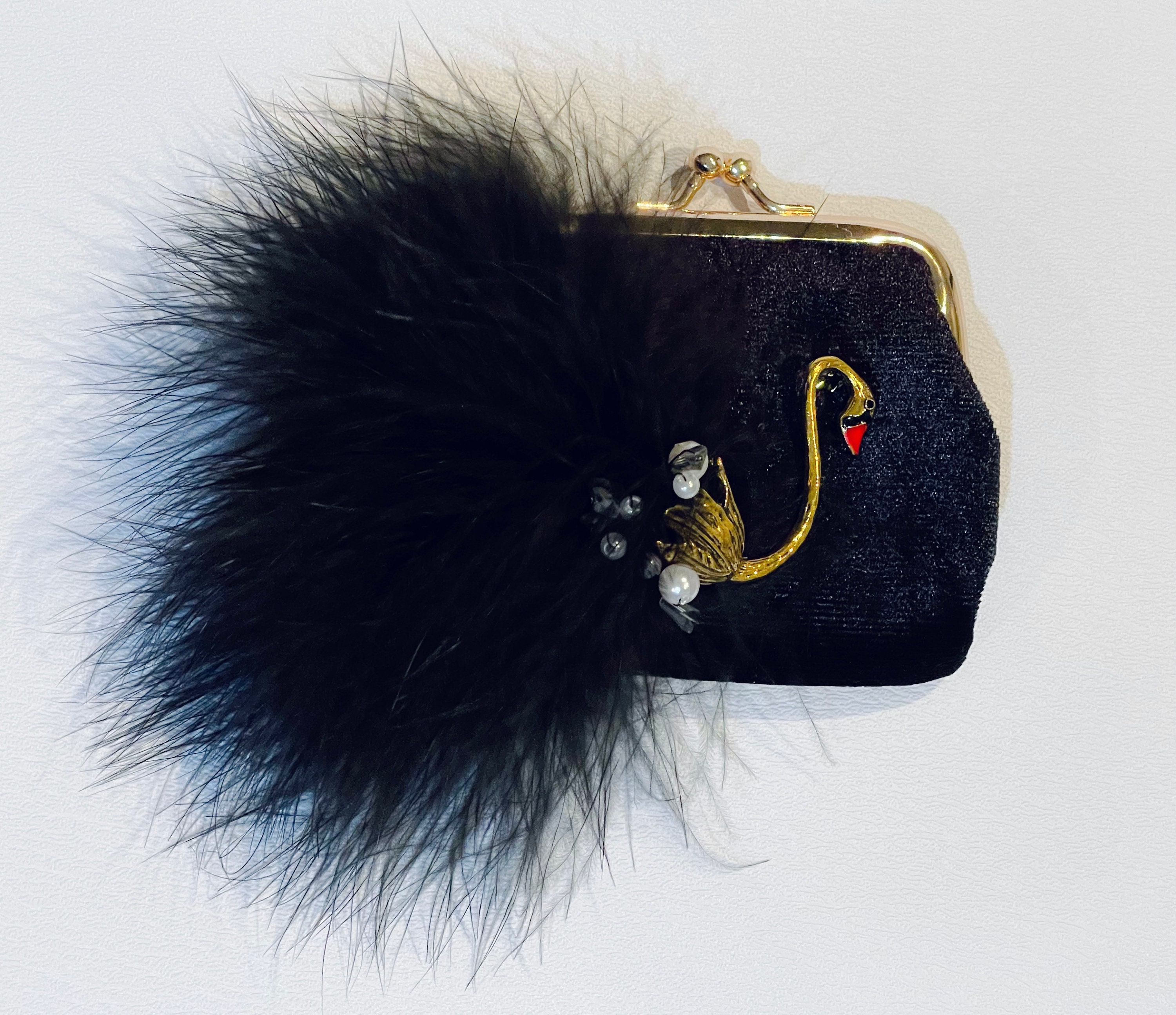 Elka black feather purse  Black feathers, Purses, Mini bag