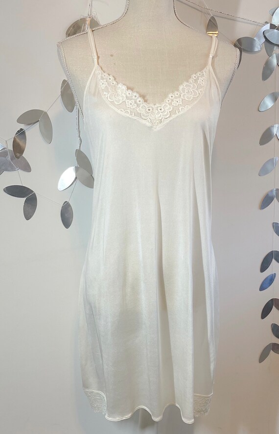 Vintage 100% Silk Beige Lace Slip Nightgown by Win