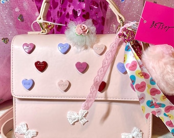 Betsey Johnson Conversation Hearts Candy Sweetheart Crossbody Bag